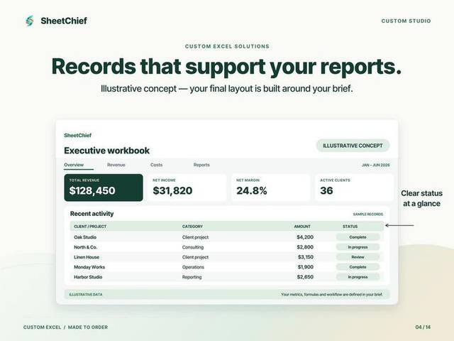 Custom Excel — Organized records