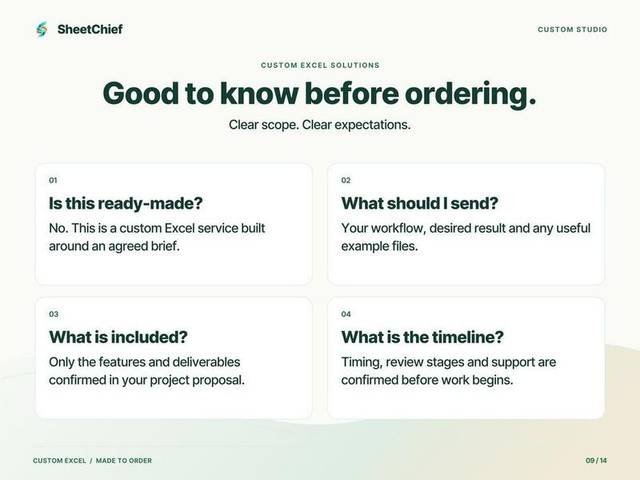 Custom Excel — Before you order