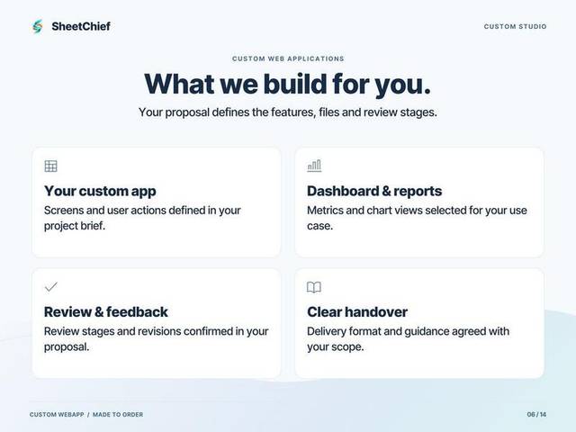 Custom Web App — What you receive