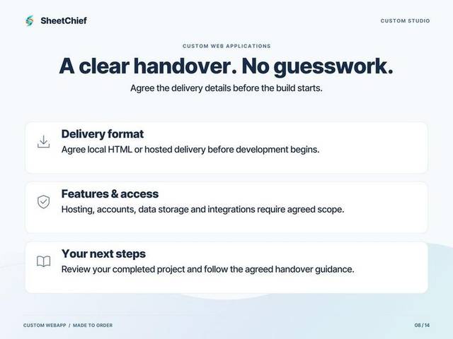 Custom Web App — Delivery & ownership