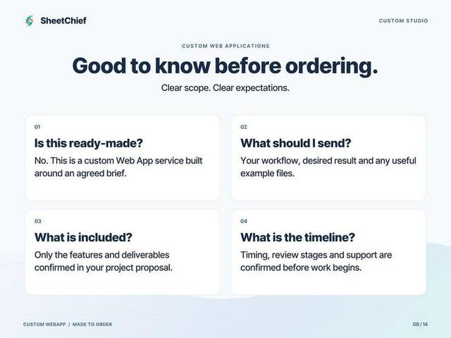 Custom Web App — Before you order